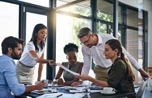 Group of business professional having a discussion in a meeting room